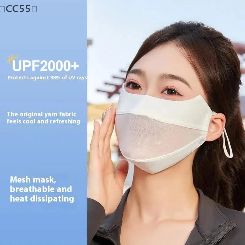 maveraCC55 Vauas Maglia Sciarpa per il viso in seta di ghiaccio Elastico Tinta unita Protezione UV Anti-uv Copertura per il viso Maschera Sciarpe Protezione solare Velo da pesca