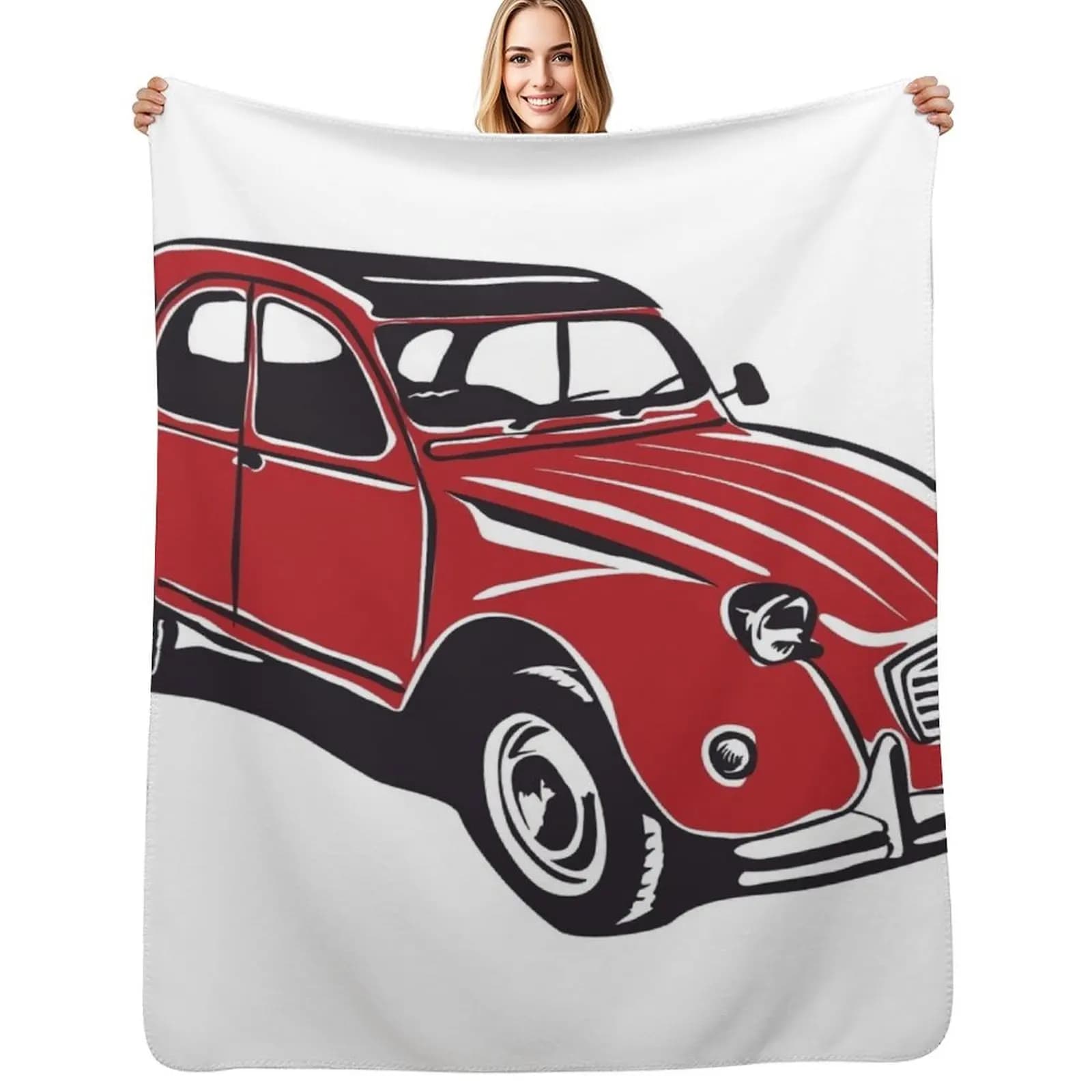 2CV classic French car DRS Customs red Throw Blanket for winter Bed linens Picnic Sleeping Bag Soft Decorative Throw Blankets