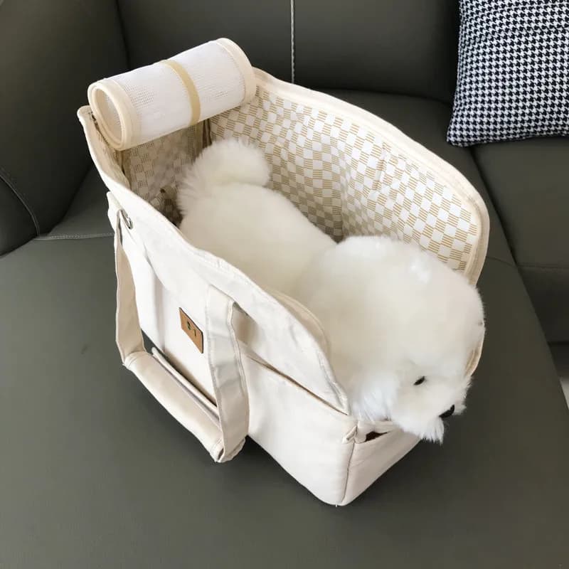 ssi Porta cani in tela Borsa per cani portatile Borsa a tracolla per gatti per animali domestici Cintura di sicurezza per letto per seggiolino auto Forniture per cani Chihuahua da viaggio