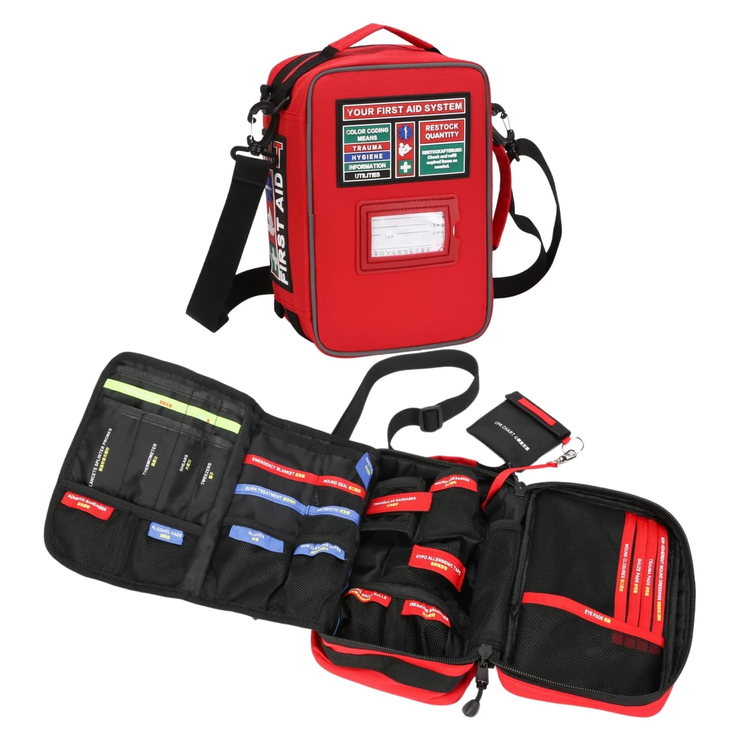 Waterproof First Aid Kit 1000D Oxford Portable Emergency Medical Pouch CPR Card Outdoor Travel Home Survival Custom Organizer