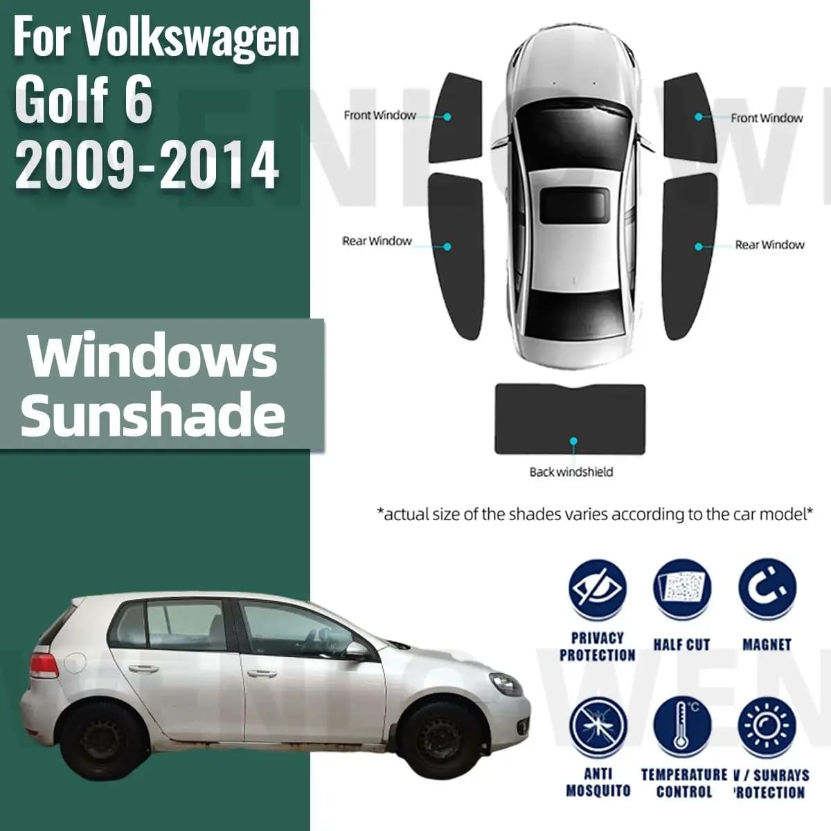 Per Volkswagen VW Golf 6 MK6 2009-2014 Golf6 Magnetico Auto Parasole Visiera Anteriore Parabrezza Posteriore Tenda Finestra Laterale Parasole