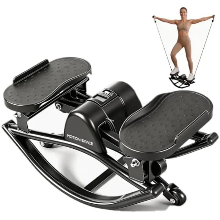 Stepper oscillante per casa, ufficio e appartamento, in plastica ABS, nero, ultra-silenzioso, movimento laterale a basso impatto con bande di resistenza