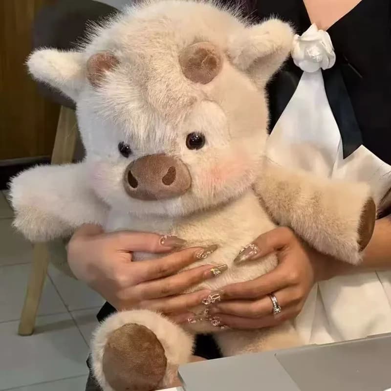 Peluche Kawaii a forma di vitello, maiale, pecora, mucca delle Highland, regalo perfetto di compleanno e Natale per bambini, ragazze e amanti degli animali