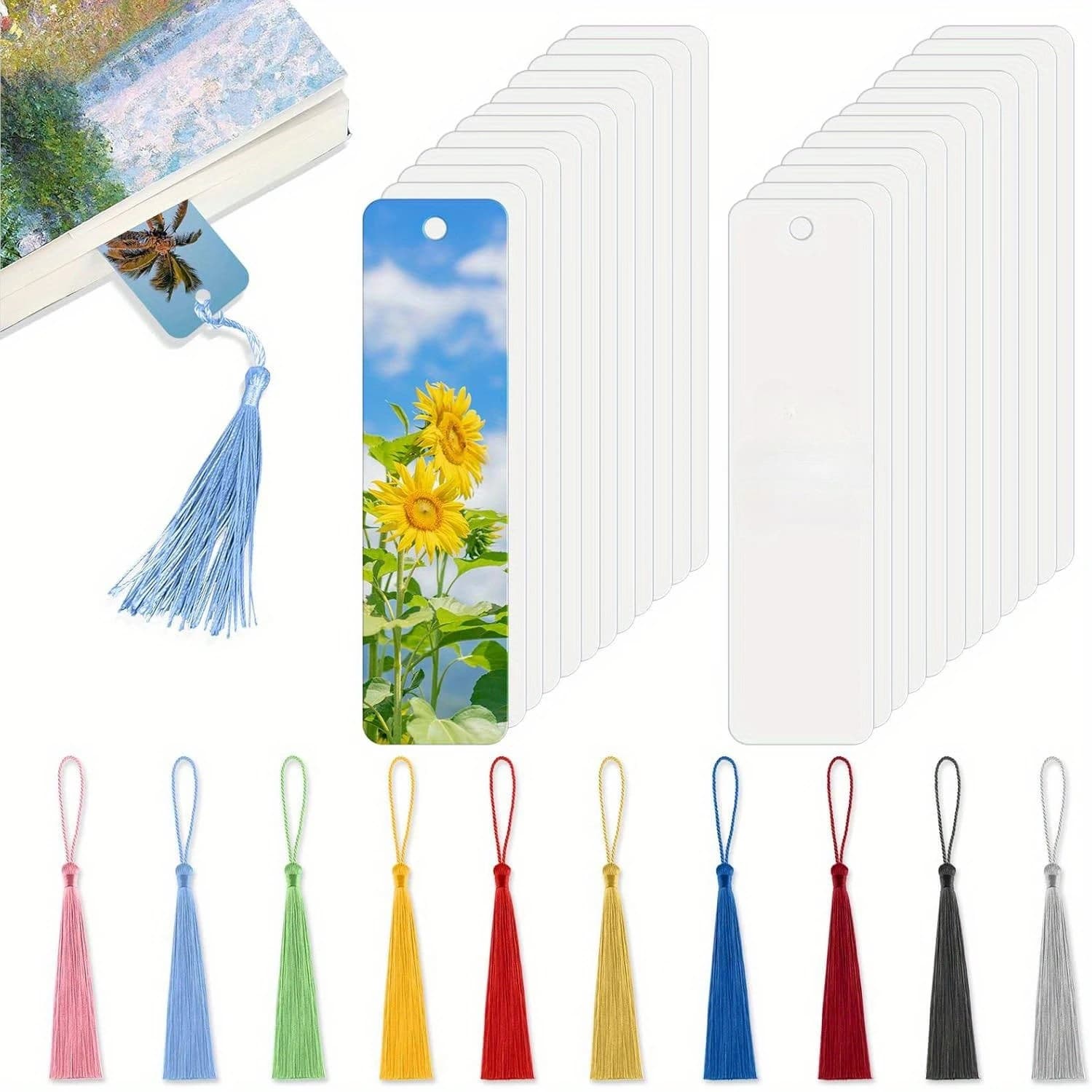 10/20/30PCS Sublimation Metal Bookmarks with Tassels – Transfer Bookmark Blanks Personalized Gifts Reading Accessories