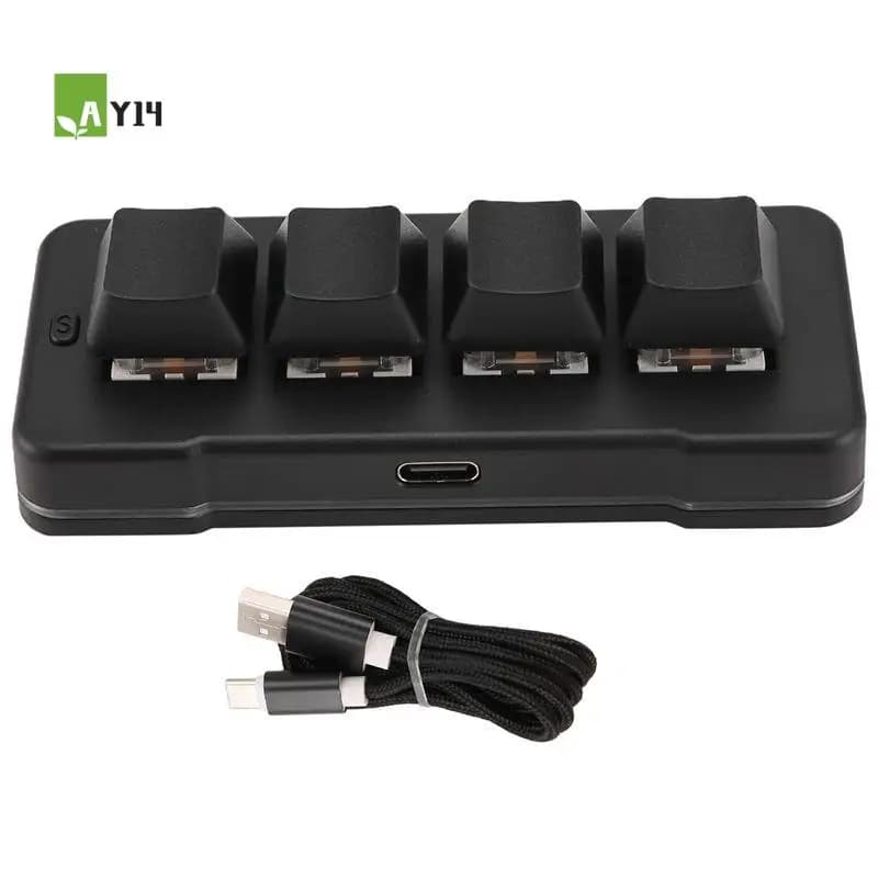 AY14 -MK424U 4-Key Mini Customized Keyboard With Mechanical Blue Switch USB Connection For Office Game Multimedia