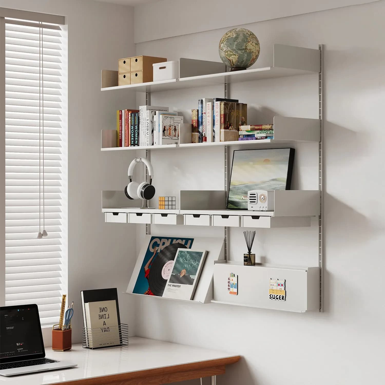 Multifunctional desk shelf integrated free combination wall storage rack desktop finishing hole board display shelf