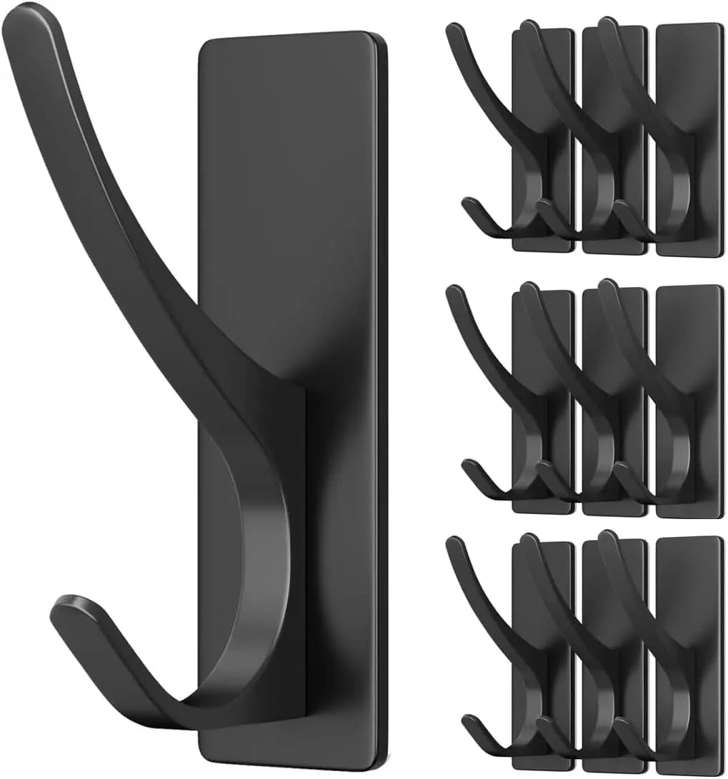 Confezione da 10 Ganci Autoadesivi, Ganci da Parete in Acciaio Inossidabile Extra Resistenti 13LB per Asciugamani, Zaini, Cappelli, Cucina, Bagno