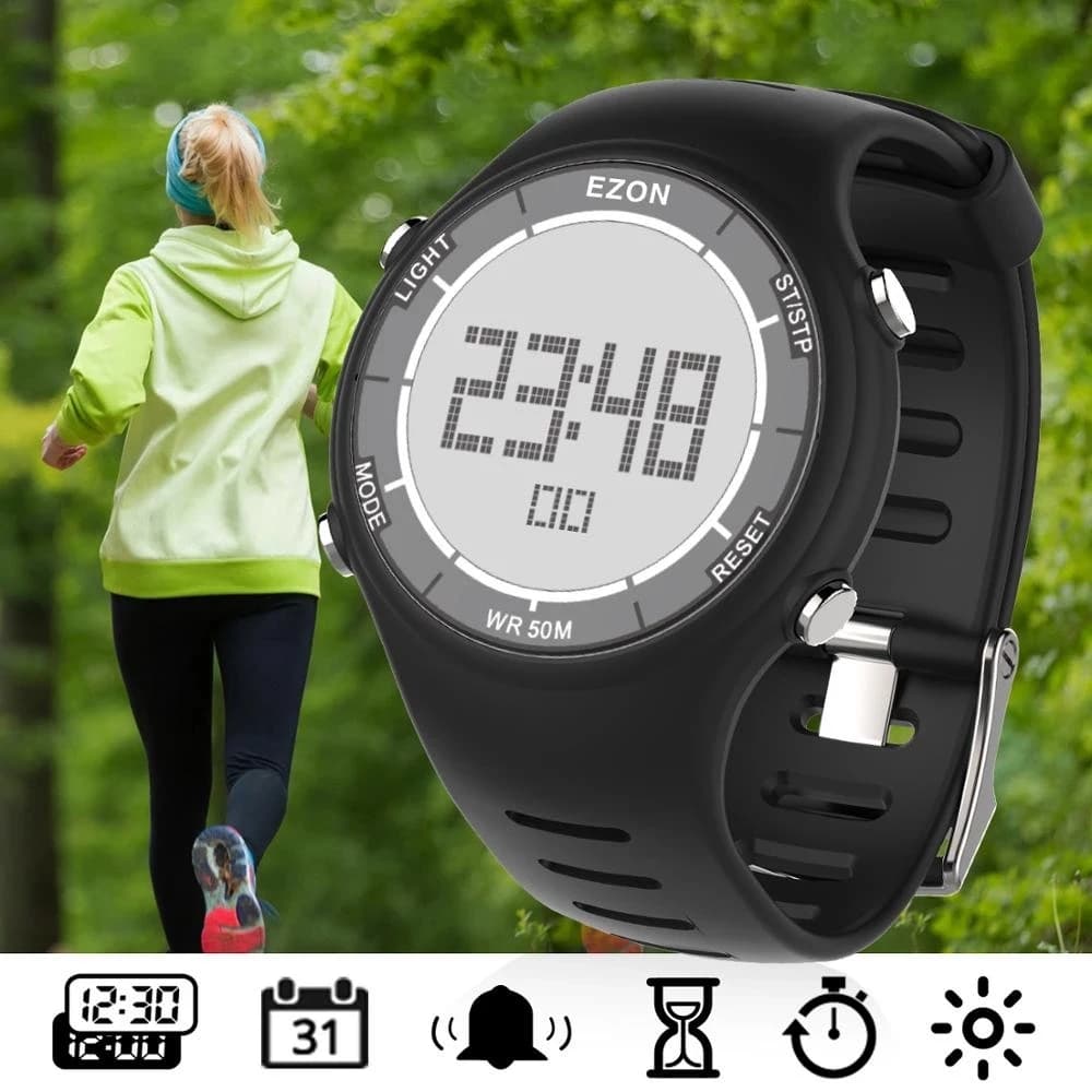 EZON Orologio sportivo digitale da donna di nuova moda per la corsa all'aperto con sveglia Cronometro Conto alla rovescia Impermeabile 50 m L008