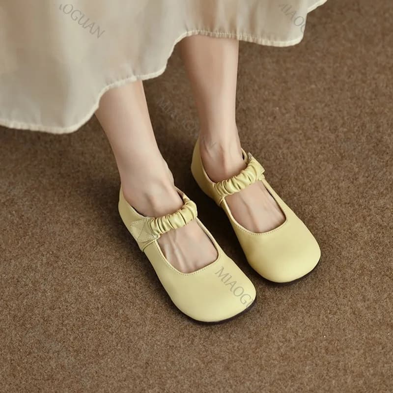 Scarpe basse vintage francesi da donna nuove Mary Jane scarpe suola morbida balletto casual mocassini comodi eleganti slip on mocassini solidi