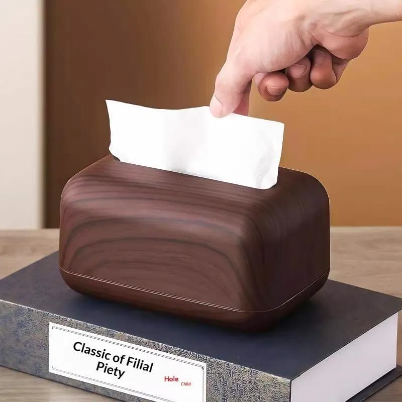 New Chinese Solid Wood Tissue Holder, Simple Walnut Color Living Room Household Paper Storage Box