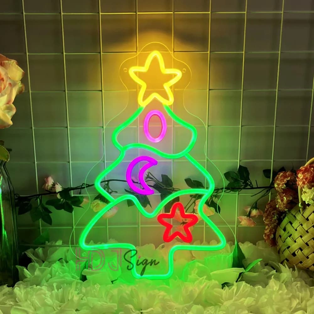 Insegne al neon per albero di Natale Decorazioni da parete a LED Camera da letto Soggiorno Decorazioni per feste di Natale Luci al neon Un ottimo regalo per i bambini