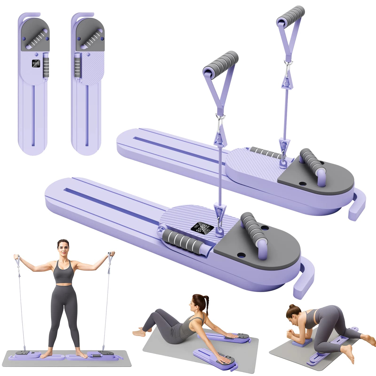 Abdominal Table 2 in 1 with Divisible Design and Appendix, Stackable Resistance Bands for Pilates Training and Core Strength