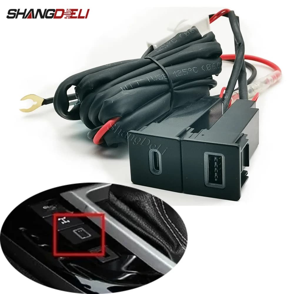 White Led Light Fit for ISUZU D-MAX 2021-2023 Dual Charging Outlet Type C PD USB Phone Charger Adapter Socket