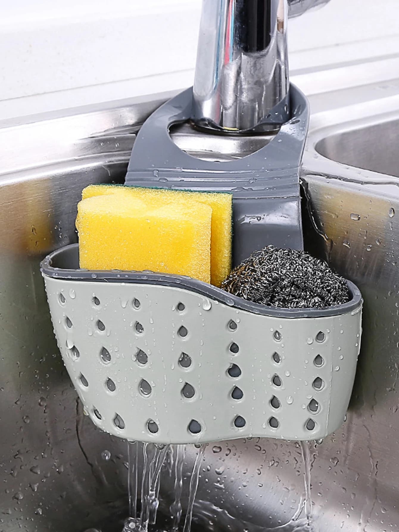 1pc faucet sink drain bag hanging without punching adjustable sponge holders for kitchen dishes