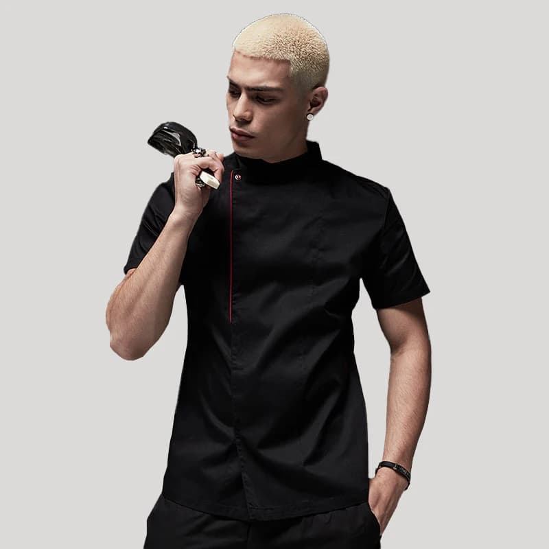 Professional Chef Uniform for Men Cooking Jacket Food Service Restaurant Kitchen Cook Coat Baker Workwear Cafe Waiter Shirt