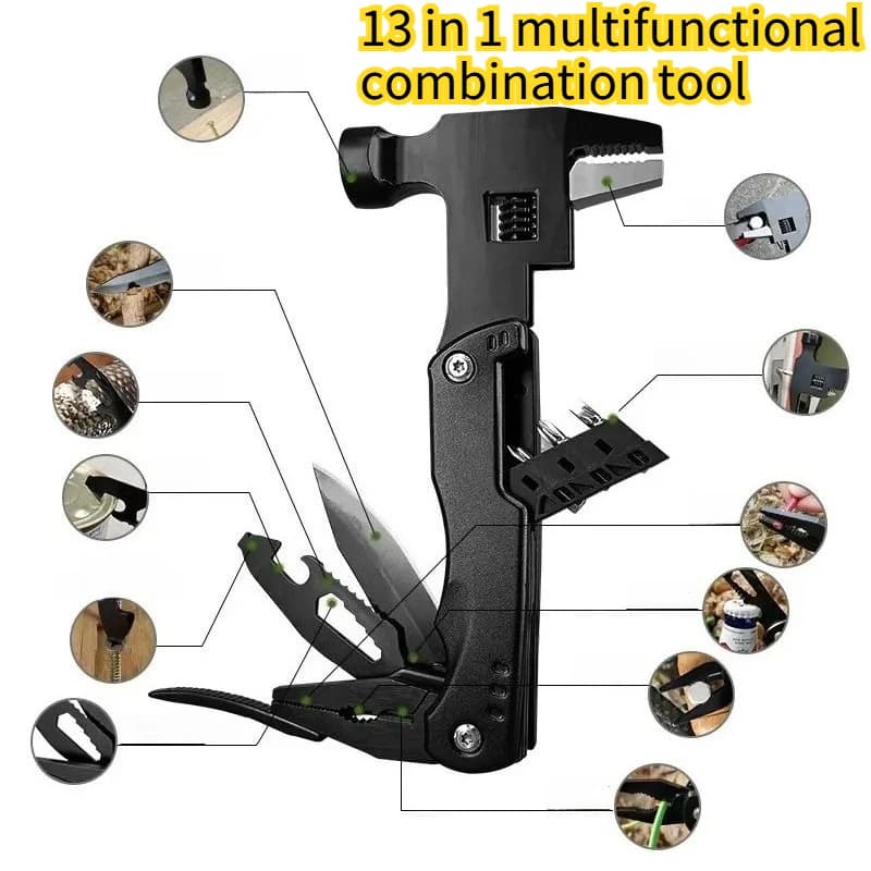 13 in 1 Outdoor Survival Rescue Combination Tool Stainless Steel Portable Tactical Multifunctional Folding Plier