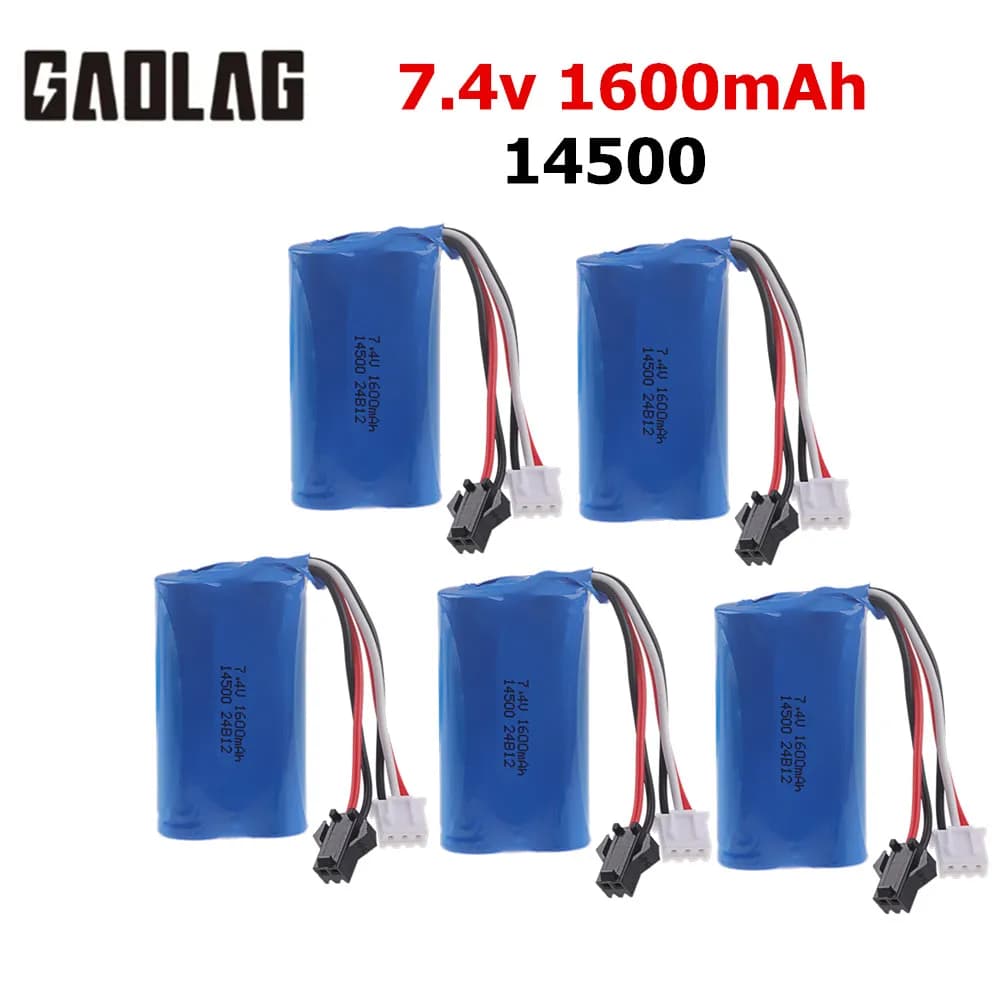 14500 batteria lipo 7.4V 1600mAh con caricabatterie per giocattoli elettrici pistola a proiettile d'acqua pezzi di ricambio batteria 7.4V per auto giocattoli RC