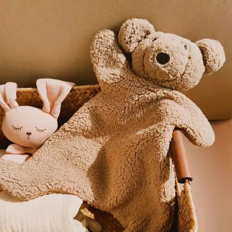 Piumino neonato Coperta morbida Giocattolo Simpatico orso Agnello Snuggle Animali di peluche Giocattoli per ragazzi Ragazza Fotografia Puntelli Accessorio per biancheria da letto