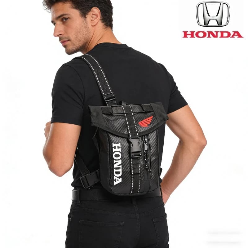 Motorcycle Honda Racing Waterproof Leather Bag, Men's and Women's Rain Bag, Gamba Bag, Motorcycle Waist Bag for Riding