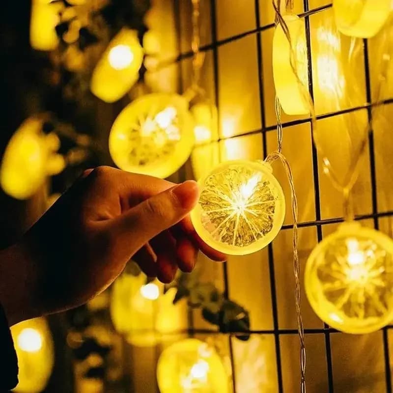 2 m Limone Arancione Stringa di luce Fata Luce Ghirlanda di Natale Decorazione della stanza Fantasia Decorazione della festa nuziale