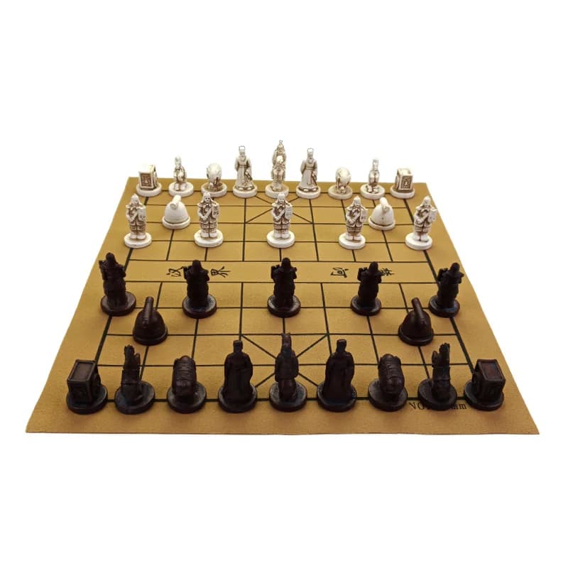 New Quality Traditional Chinese Chess Game Set Resin Chess Pieces Soft Chessboard Archaize Retro Chess Board Games