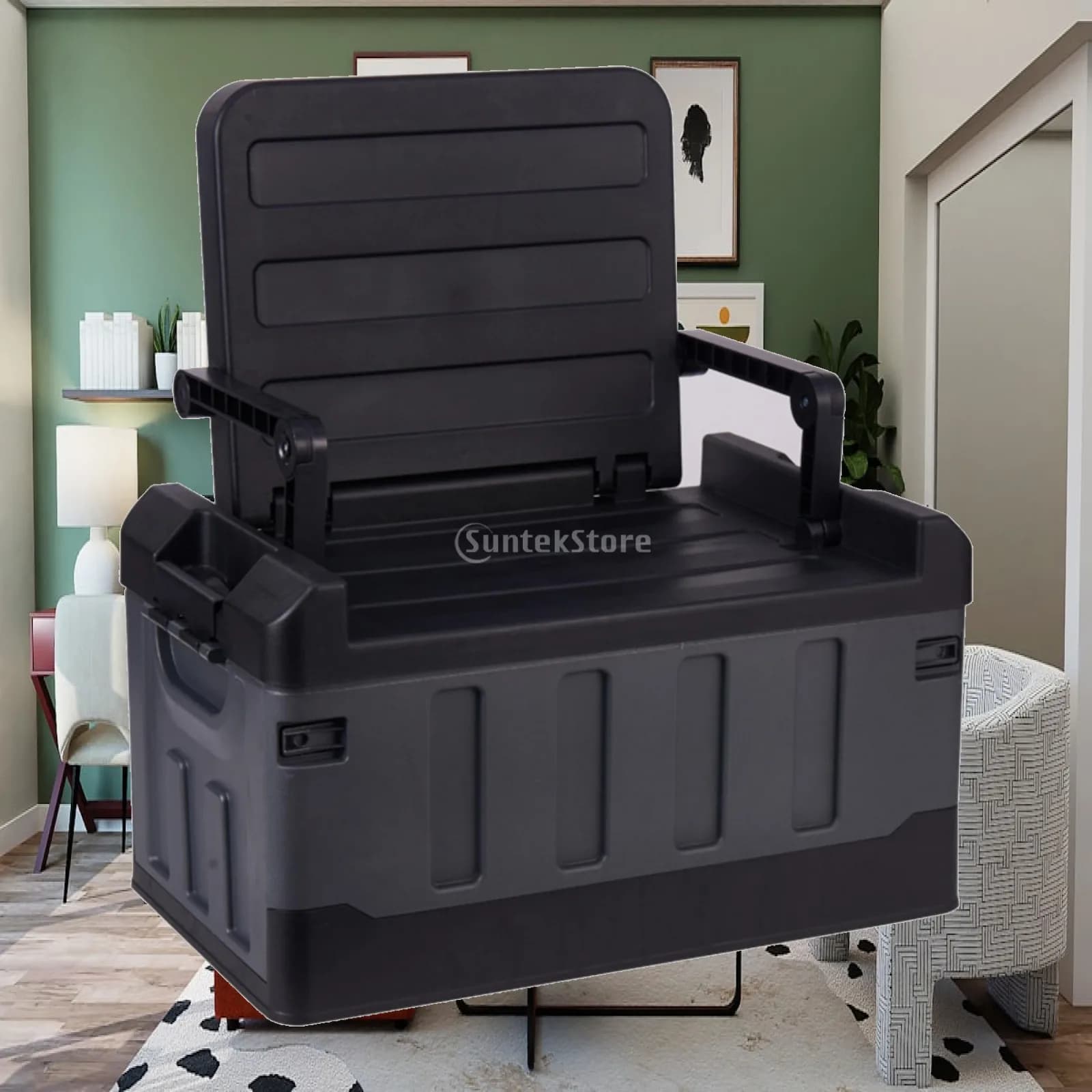 Foldable Outdoor Fishing Tackle Container Sturdy Gear Organizer Large Seat Box for Boating