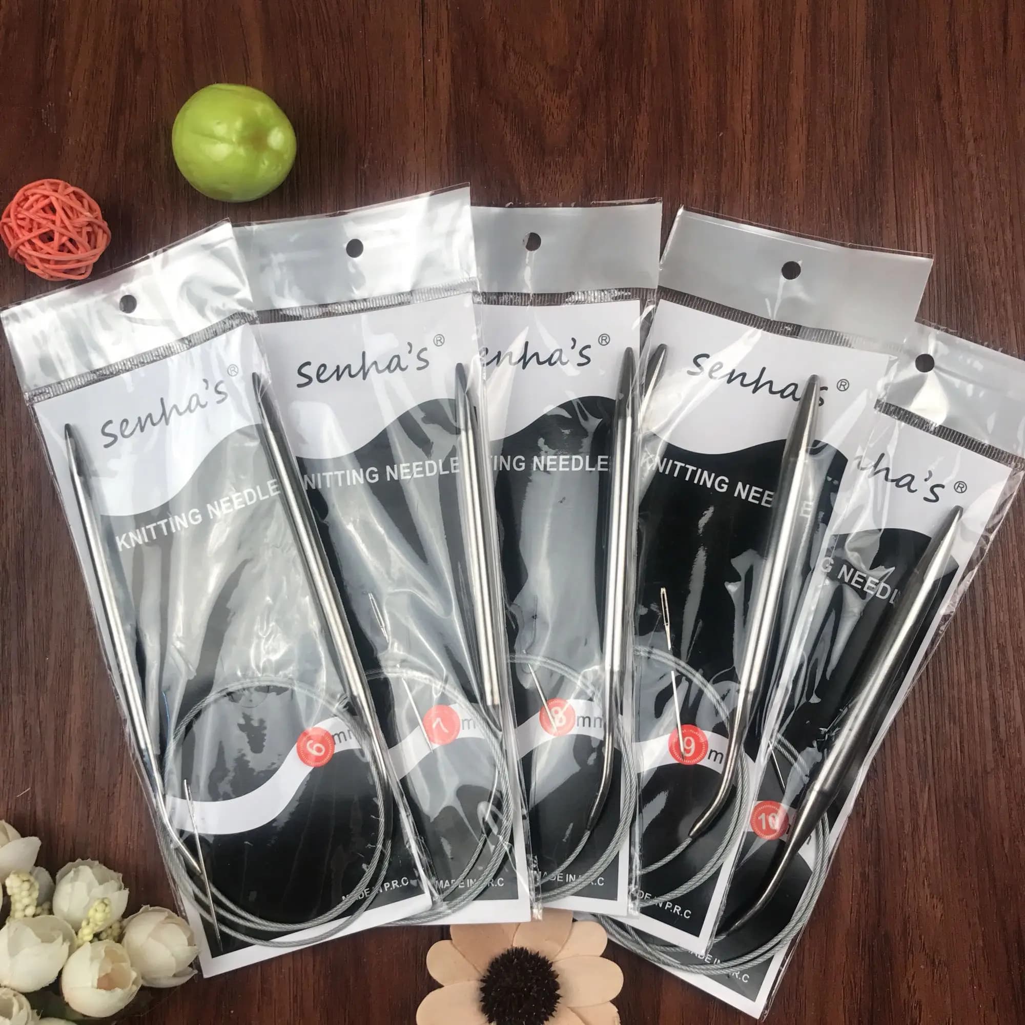 FAI DA TE Spedizione Gratuita 6.0mm-10.0mm In Acciaio Inox Circolare ferri da maglia set 5 Pz/set 43.65.80.100.120 CM ferri da maglia Artigianato