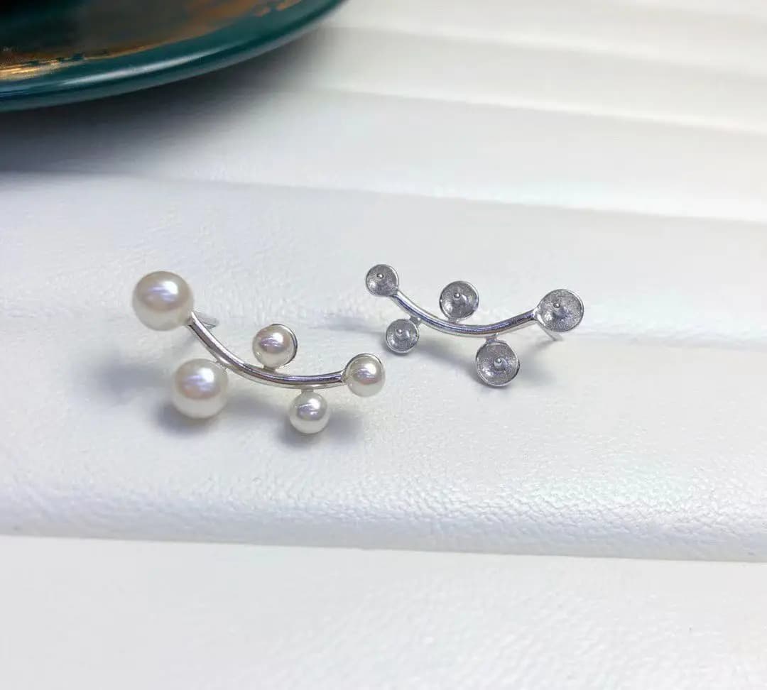 Wholesale S925 Sterling Silver Earrings Mounting Results Base Settings Mounting Parts 3-5 mm pearl accessory 5 pairs/lot