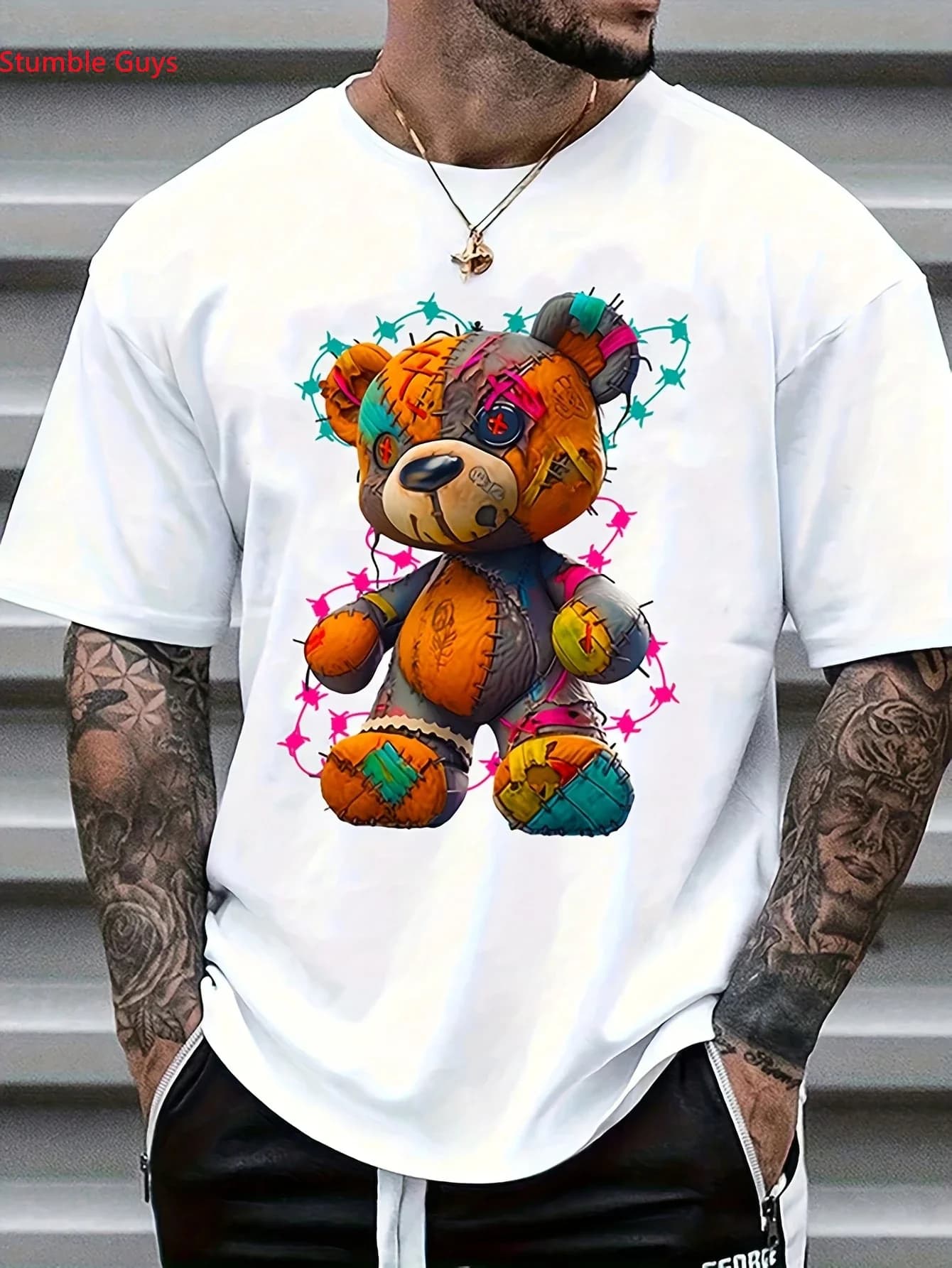 Fashion Casual Men's Street Jersey Tee Summer Short Sleeve Quick Dry Breathable Printed Sportswear Tops