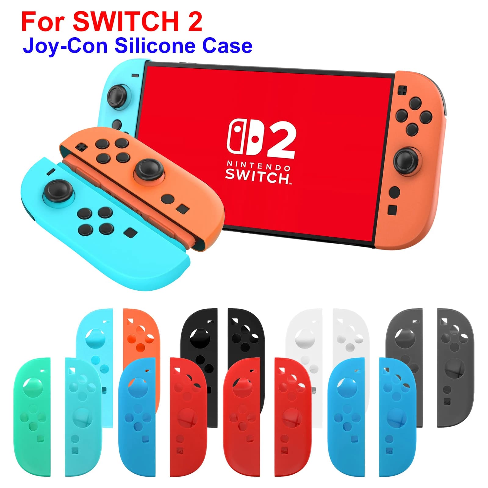 Custodia protettiva per controller Joypad Switch 2, confezione da 2 coperture antiscivolo in silicone, custodia Comfort Grip per NS 2