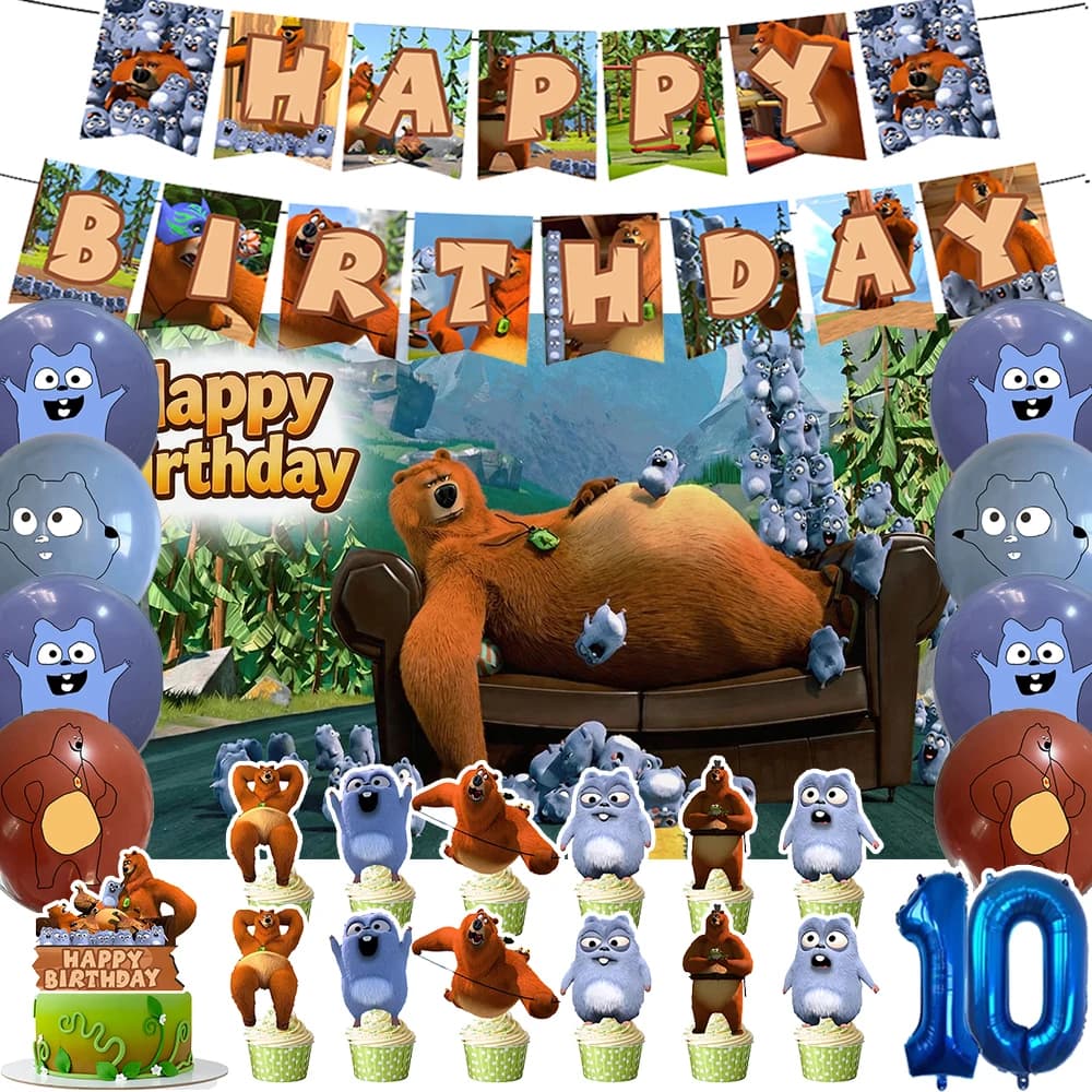 Set Decorazioni per Festa di Compleanno Grizzy & the Lemmings, Palloncini, Topper per Torta, Sfondo, Baby Shower, Regalo per Bambini, Giocattoli e Accessori