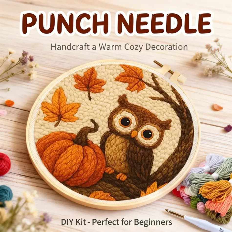 CHENISTORY Animal Punch Needle Kits Art Supplies Cross Stitch Kits Animal Cross Stitch Kits For Beginners Handiwork Art