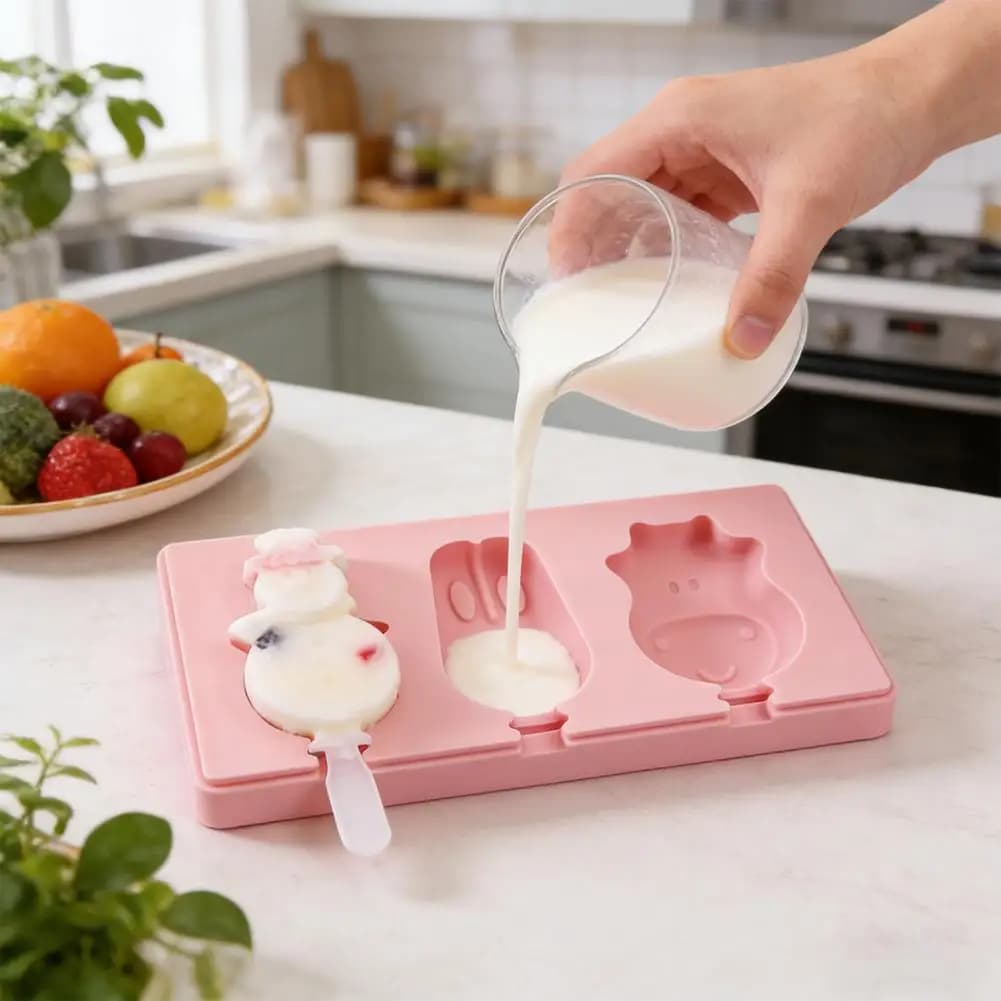 Stampi in silicone fai da te con coperchio, per ghiaccioli a sgancio facile, lavabili in lavastoviglie, strumento per dolcetti estivi per bambini