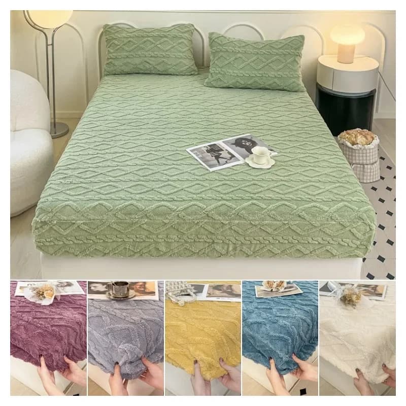 1 pz addensare caldo lenzuolo con angoli per l'inverno tinta unita Taffel velluto All-Inclusive copriletto Queen/King Size Fundas De colchon