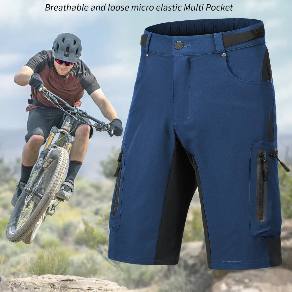 Pantaloncini da Escursionismo ad Asciugatura Rapida per Uomo con Tasche con Zip, Leggeri e Traspiranti per Allenamento, Ciclismo e Corsa