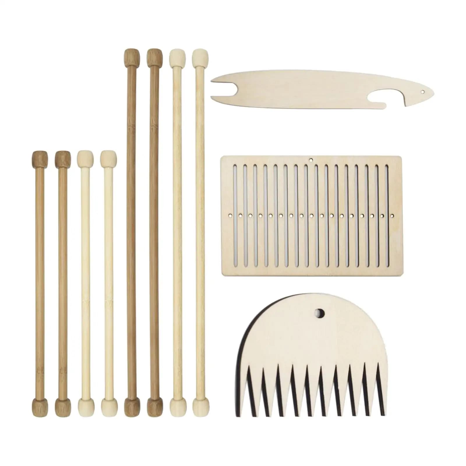 Portable Wooden Weaving Loom Kit Crochet DIY Gift Handcraft Knitting Weaving Frame for Amateurs Kids Tapestries Gloves Hats