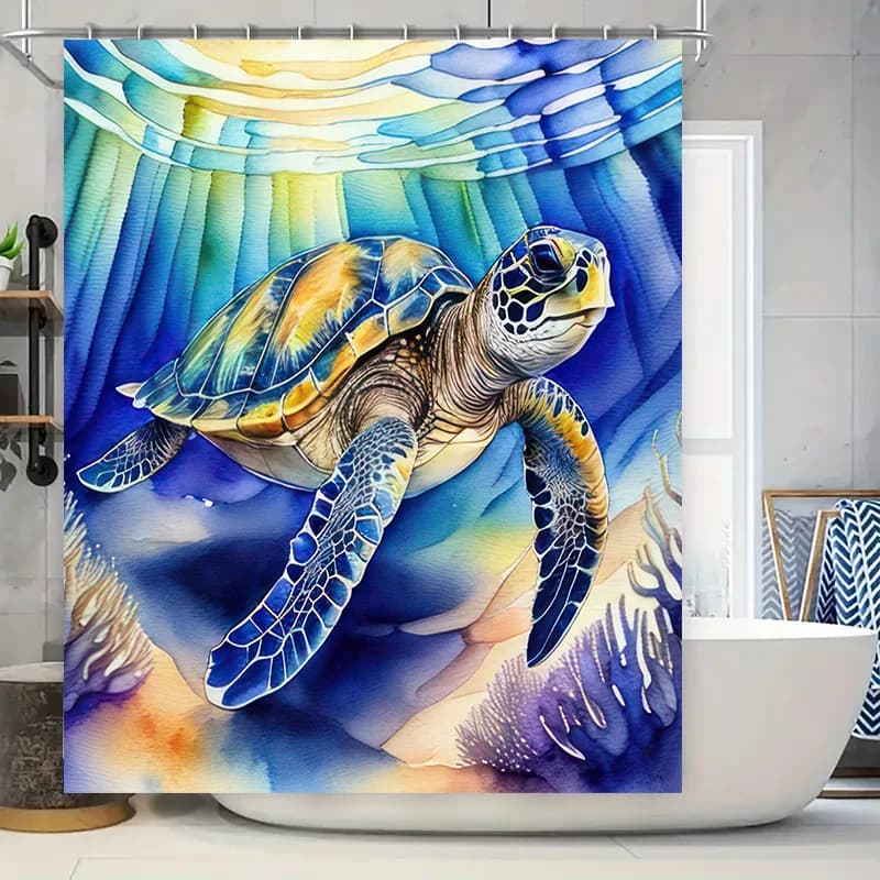 Tenda da doccia subacquea tartaruga Decorazione da bagno impermeabile