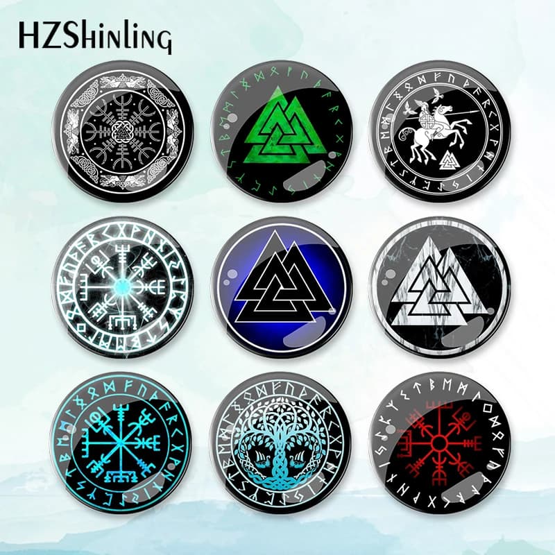 2023 Nuovo Vegvisir Viking Badge Spilla Norse Valknut Pin Zaino Decorazione Spilli Gioielli rotondi Regalo delle donne