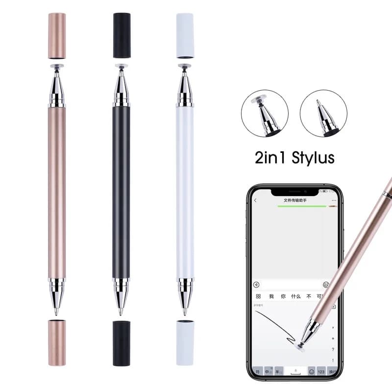 2In1 Dual-head Capacitive Stylus Pen Disc Silicone Tip Universal Touch Pen for iPad Tablet Drawing Office Retouching Accessories