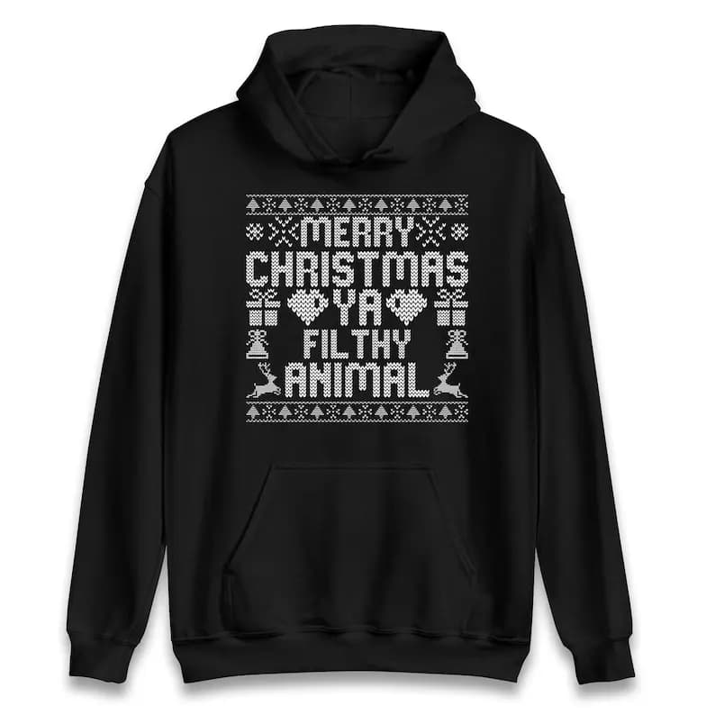 Merry Christmas Ya Filthy Animal Jumper Ugly Sweatshirt Hoodie Funny New YearXmas Santa Claus Letters Keep Warm Men Matching