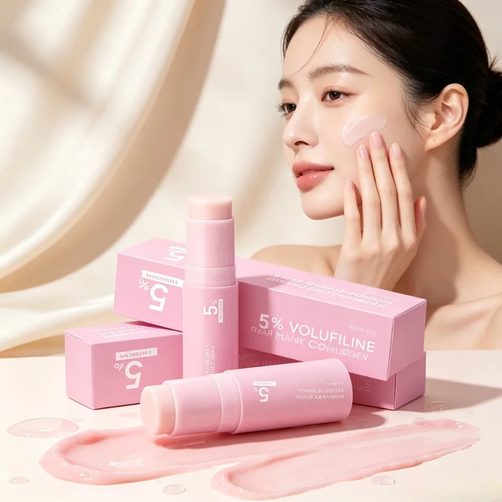 Pink Collagen Multi Balm Stick With 5% Volufiline Hydrating Plumping Reduce Fine Lines Brighten Face Lip Body Skin Care
