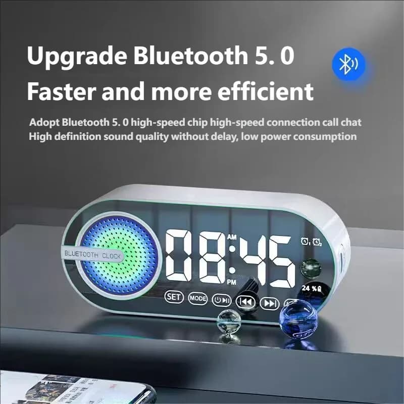 HOMEFISH Nuovo Altoparlante Bluetooth Wireless Intelligente Mini Sveglia Multifunzione Portatile Regalo Mini Altoparlante Subwoofer