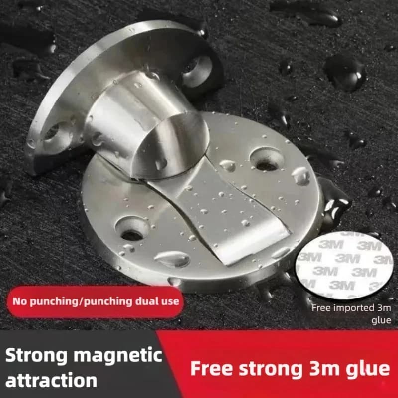 Stainless Steel Invisible Magnetic Door Stopper - Windproof Mechanical Self-Locking, No Drill Needed for Home Security