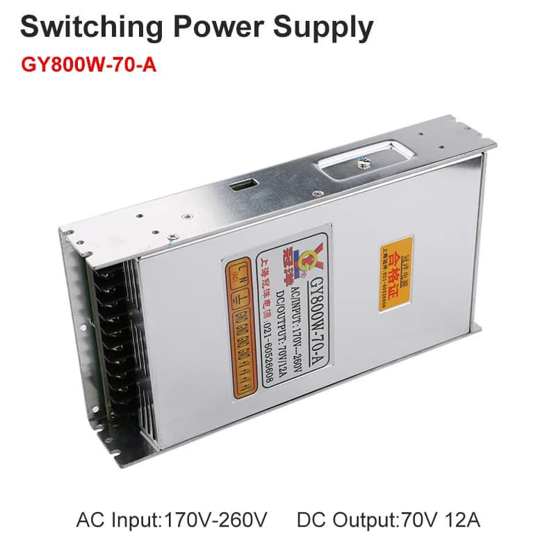 800w Switching Power Input AC170V 260V Output DC70V 12A Switching Power Transformer utilizzato per l'incisione Laser del Router di CNC