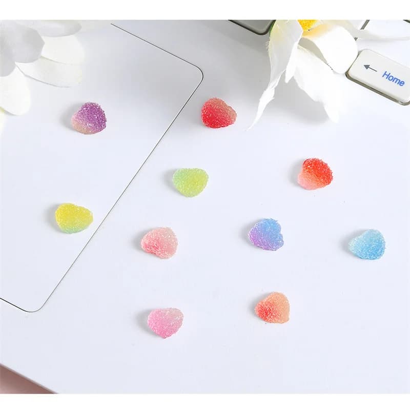 50 pz carino simulazione amore cuore caramelle morbide Flatback resina Cabochon Scrapbook accessori fai da te Nail Art telefono decorazione materiale