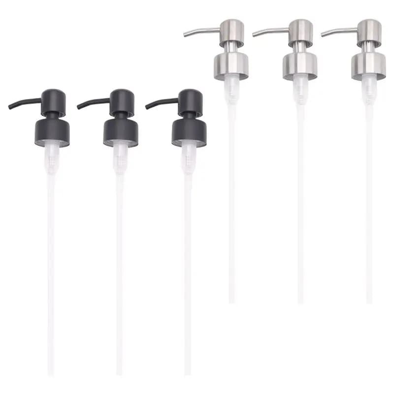 AEE6-6Pz Pompa Dispenser per Sapone Liquido in Acciaio Inox con Filettatura per Collo Standard 28/400, Ugello e Tubo