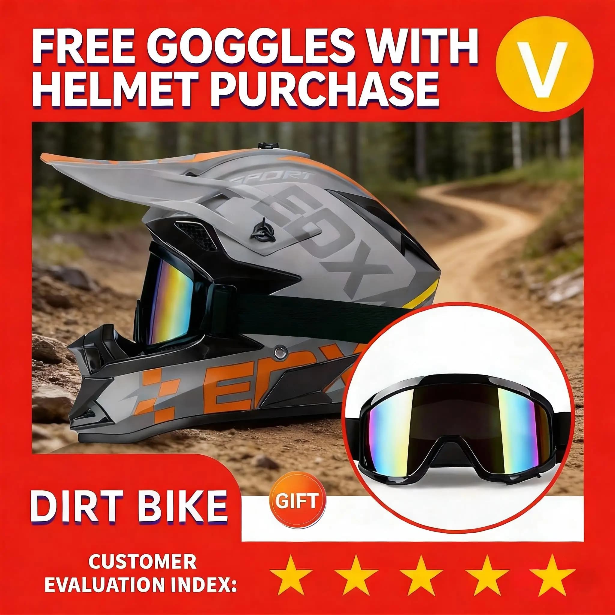 Motorcycle Helmet Vgv 166, Motocross Helmet, Downhill Bicycle Helmet, DOT Certification, Complementary Glasses Included