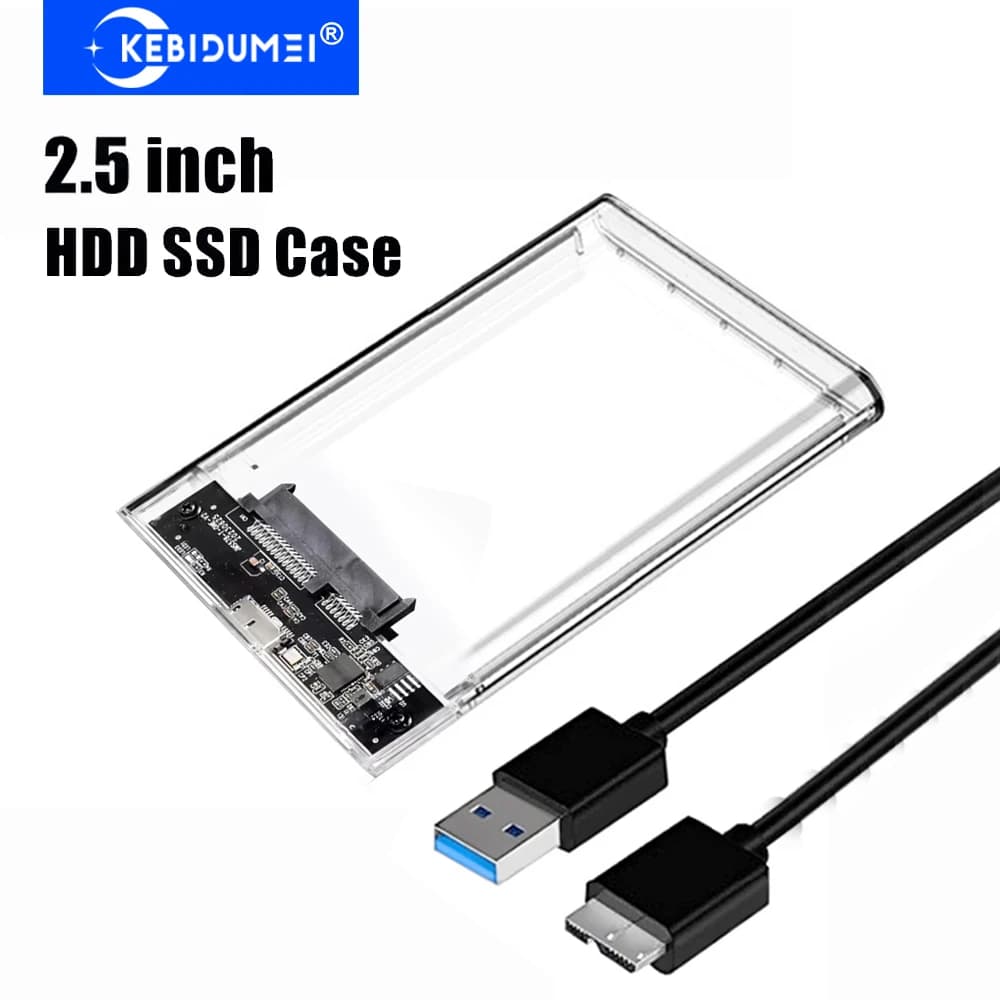 KEBIDUMEI Custodia trasparente per HDD da 2,5 pollici, adattatore SATA a USB 3.0, box esterno per disco rigido con trasferimento a 5 Gbps