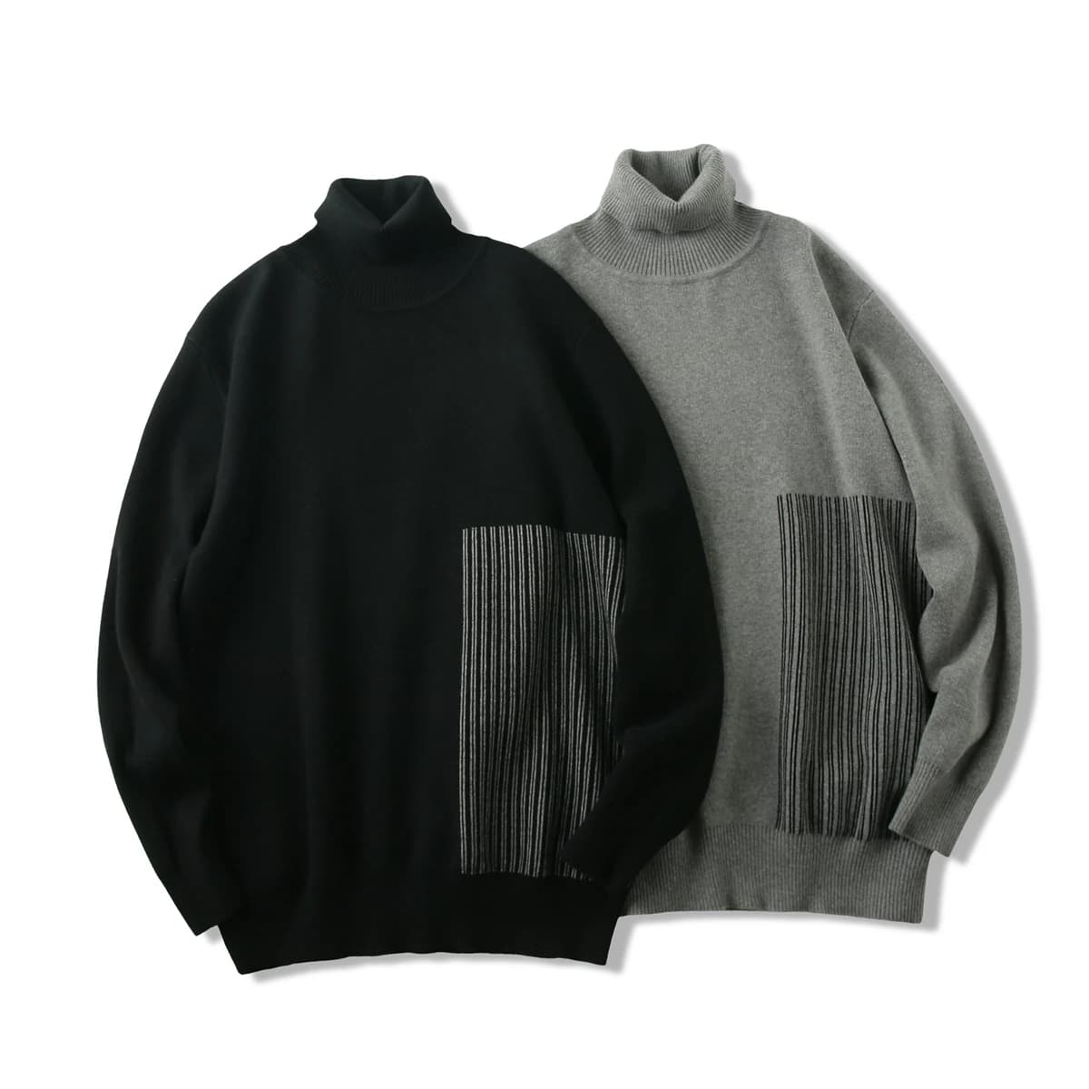 Knitwear! 3D Embroidery! Men's Autumn Winter Color Versatile High Collar Base Layer Sweater Fashionable City S...