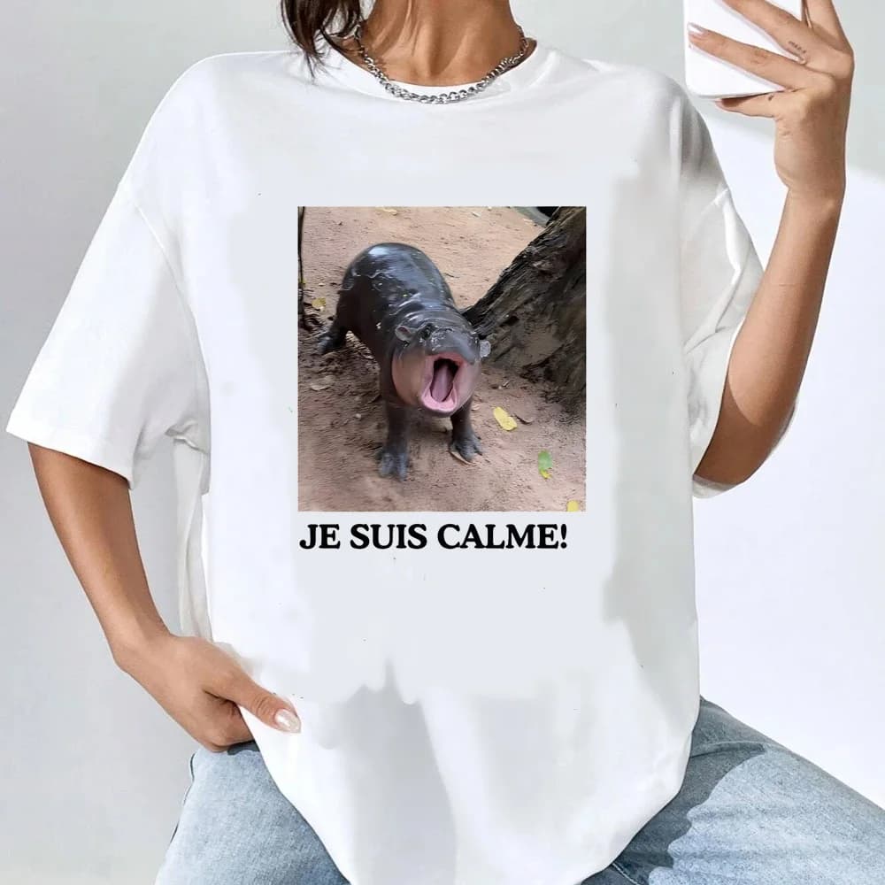 Moo Deng t-shirt women Gothic Trendy Pop Culture aesthetic Punk women shirt Colorful graphic Pop Culture 2000s Grunge